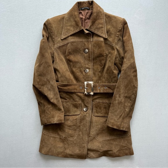 Vintage Belted Suede Trench - Picture 1 of 9